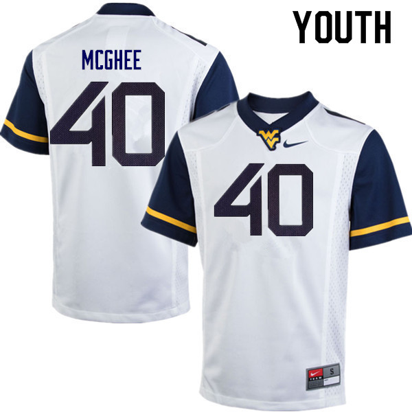 Youth #40 Kolton McGhee West Virginia Mountaineers College Football Jerseys Sale-White